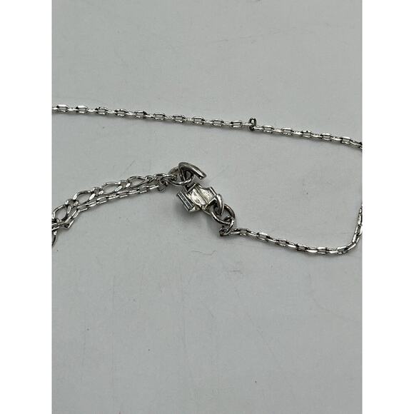 Givenchy Vintage Silver Tone Sparkling Rhinestone Faux Pearl Y Drop Necklace - Picture 6 of 14